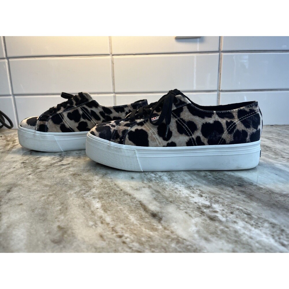 Superga Velvet Leopard Print Platform Sneakers Women’s Size US 10 EU 41.5